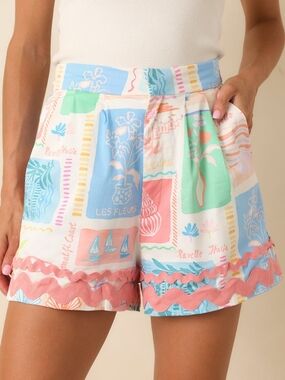 NWT Prosperina Sienna Multi Print Cotton Tab Shorts XS